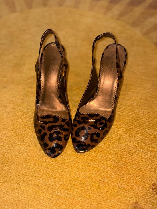 Franco Sarto Shoes - Franco Sarto Leopard Print Slingback Peep-Toe Pumps - Brown/Black